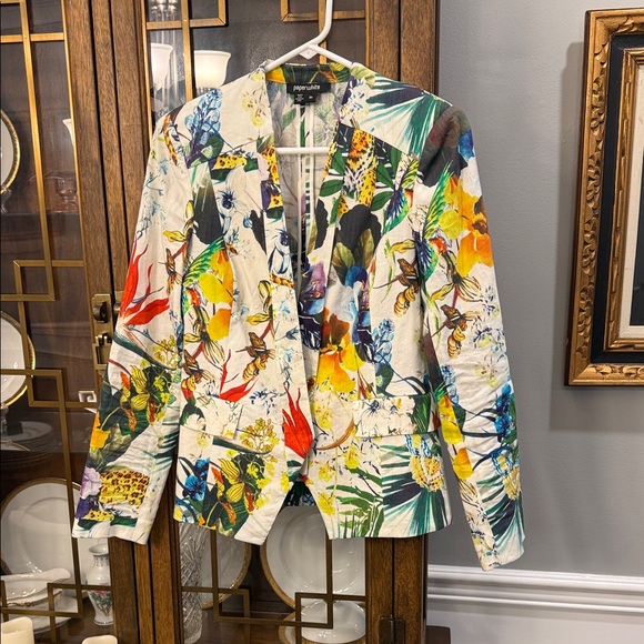 Paperwhite Jackets & Blazers - Floral Print Blazer with Vibrant Colors